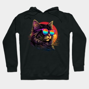 Retro Wave Bobtail Cat Shirt Hoodie